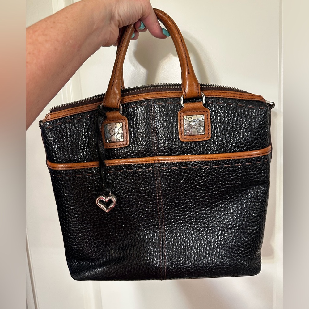 Brighton Black and Tan Textured Tote